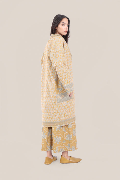 Reversible cotton faux cashmere blend coat